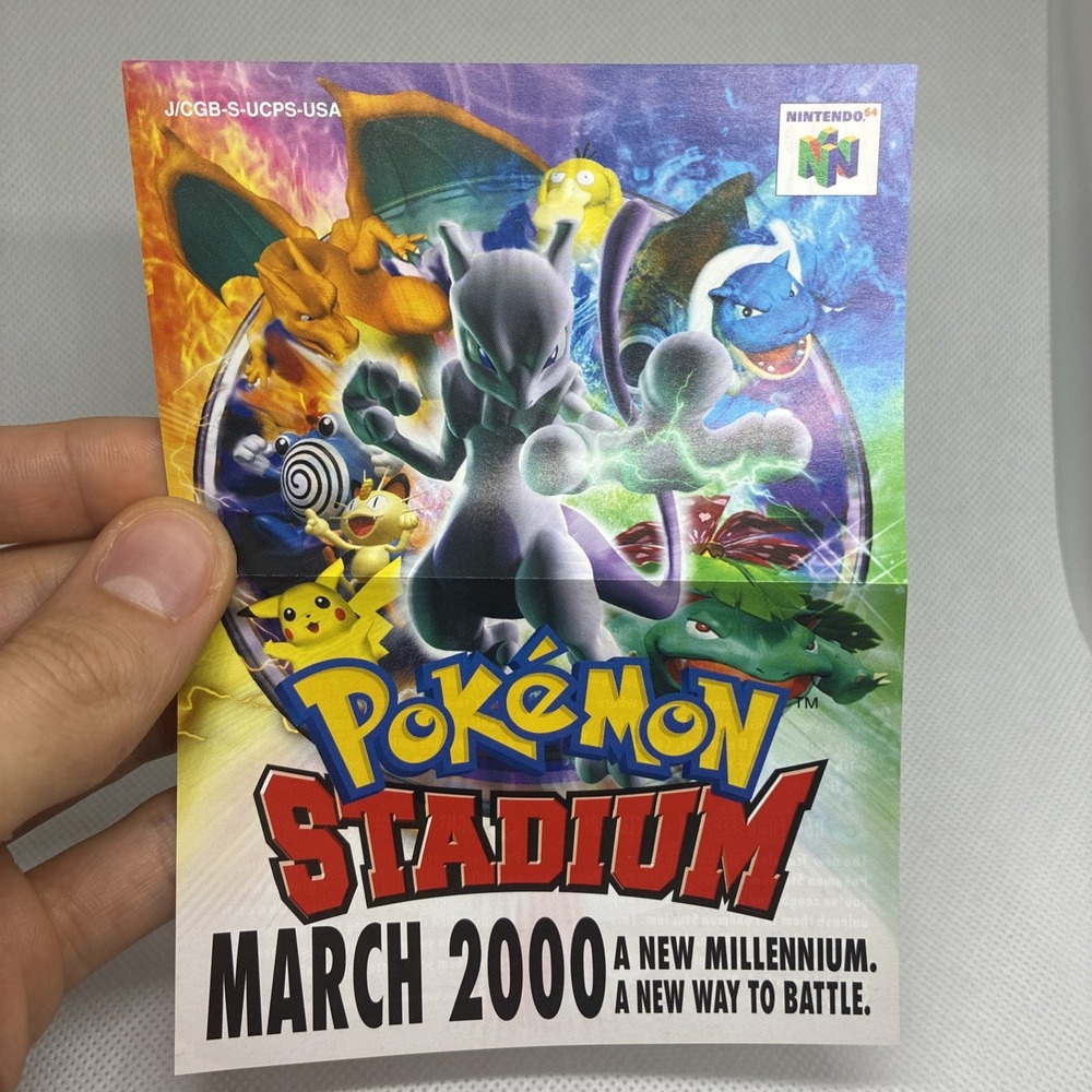 Pokemon Stadium N64 Red Blue Yellow Nintendo Gameboy Insert March 2000 Poster